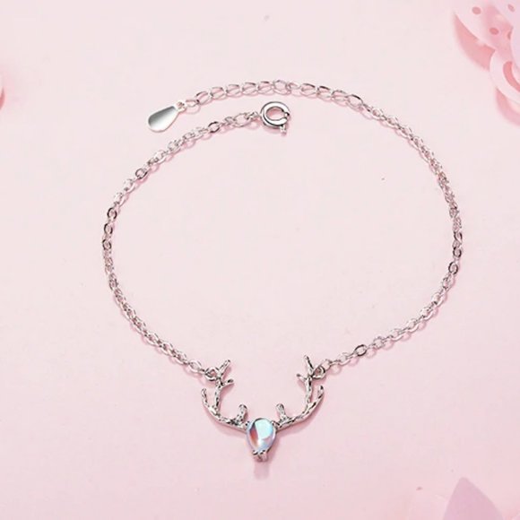 *NEW 925 Sterling Silver Moonstone Deer Bracelet - Picture 3 of 10